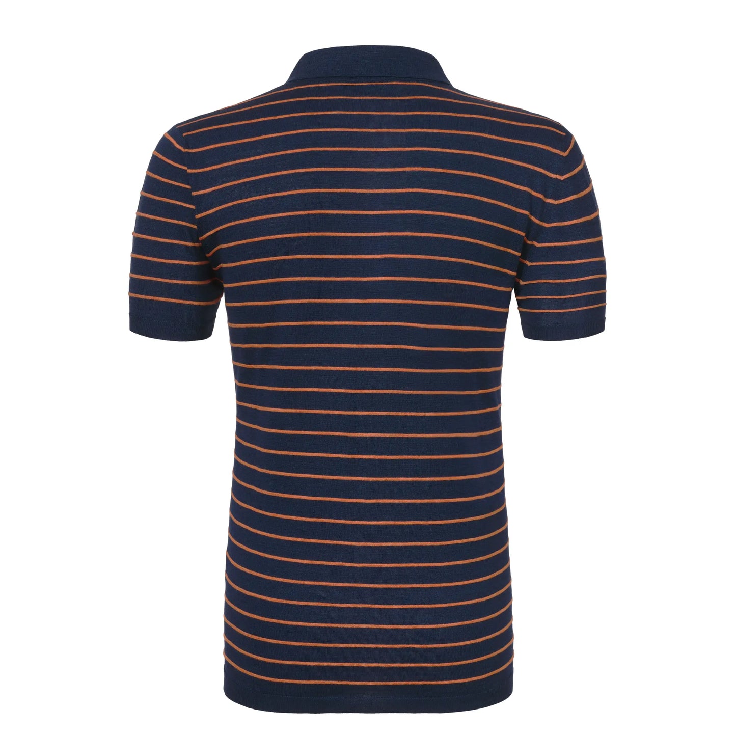 Striped Silk and Linen-Blend Polo Shirt in Blue and Orange