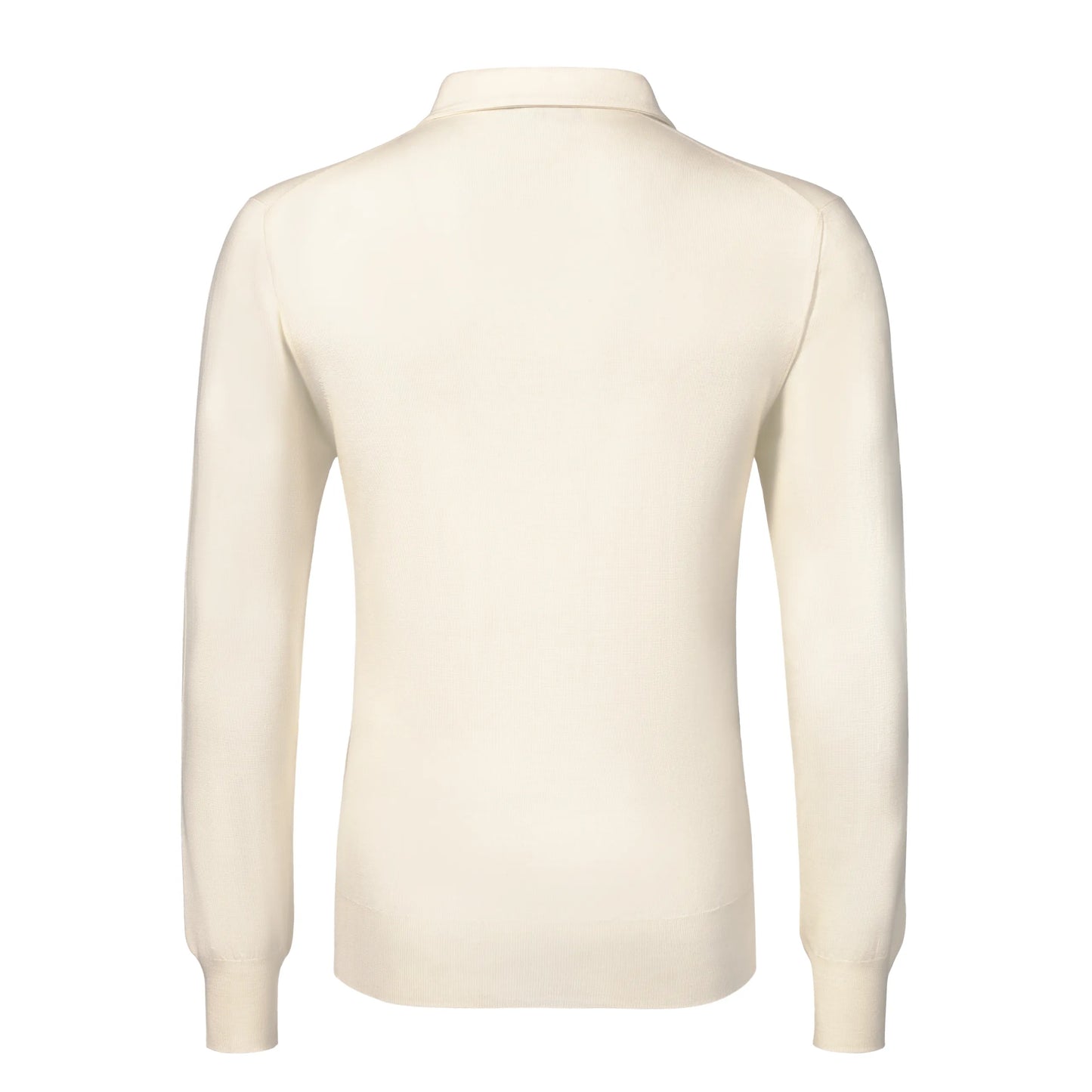 Wool Long Sleeve Polo Shirt in White