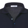 Wool Long Sleeve Polo Shirt in Dark Blue