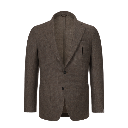 Single-Breasted Wool Jacket in Brown and White. Exclusively Made for Sartale