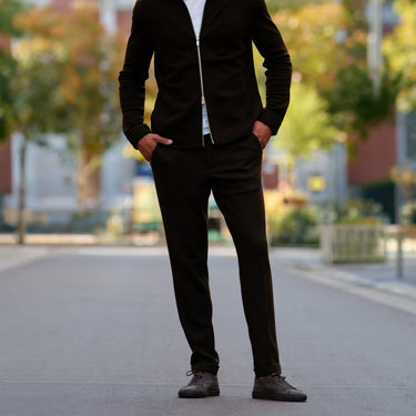 Virgin Wool and Cashmere Drawstring Trousers in Dark Brown