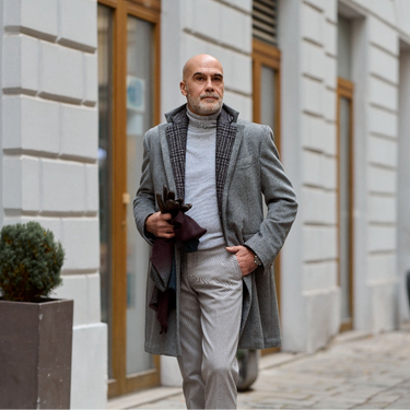 Slim-Fit Cotton Trousers in Light Grey