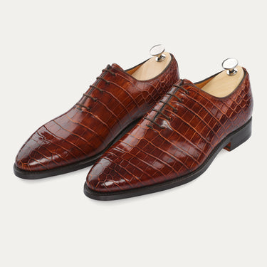 Bontoni "De La Ville" Five-Eyelet Wholecut Crocodile Oxford - SARTALE