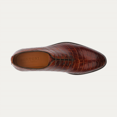 Bontoni "De La Ville" Five-Eyelet Wholecut Crocodile Oxford - SARTALE