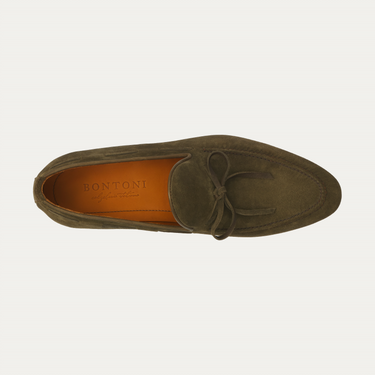 Bontoni "De Sica" Suede Loafer with Hand-Stitched Details - SARTALE