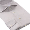 Emanuele Maffeis Bengal-Stripe Cotton Brown Shirt with Shark Collar - SARTALE