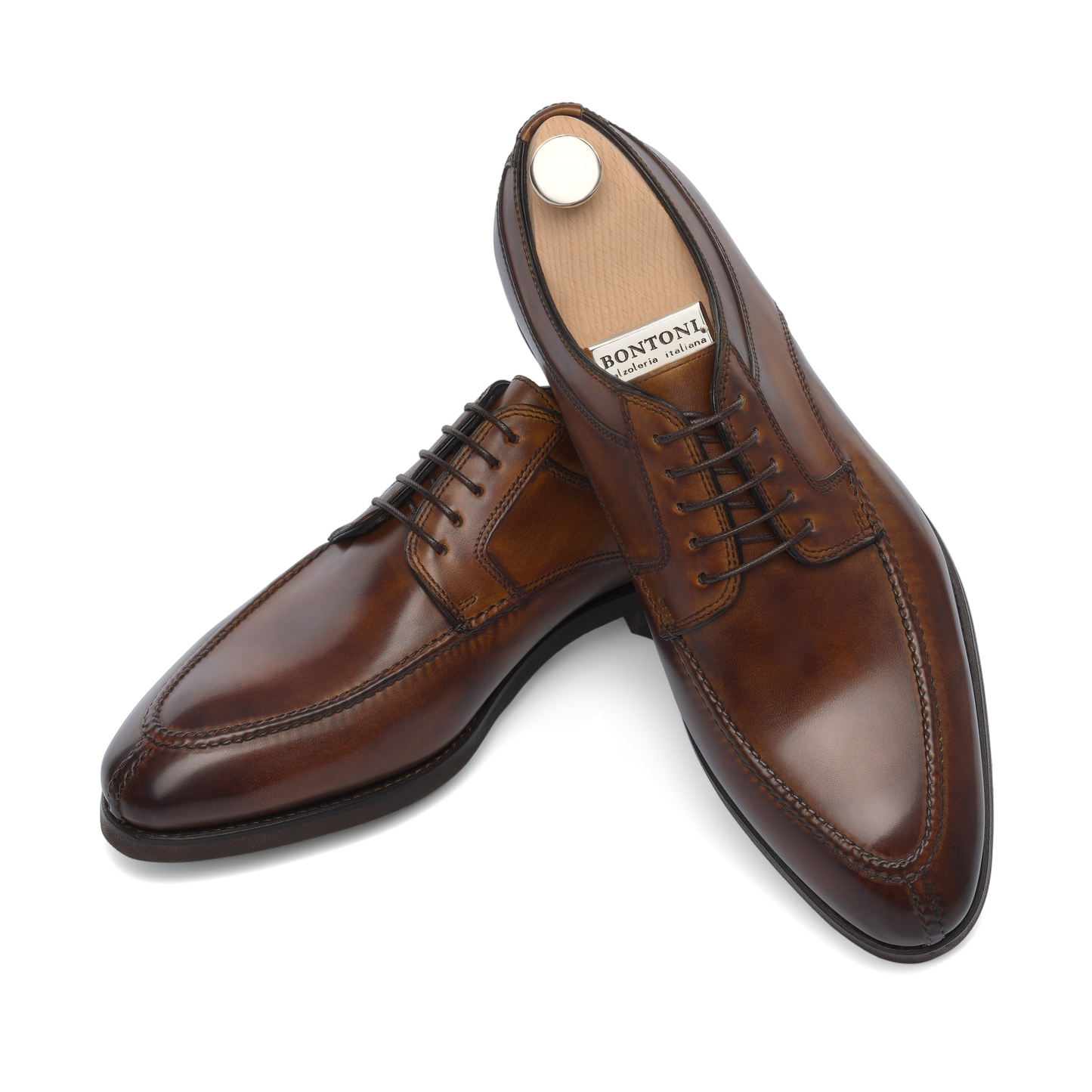 "Quasimodo" Five-Eyelet Split Toe Derby with Hand-Stitched Details in Brown