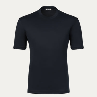 Cotton Crew-Neck T-Shirt in Navy Blue