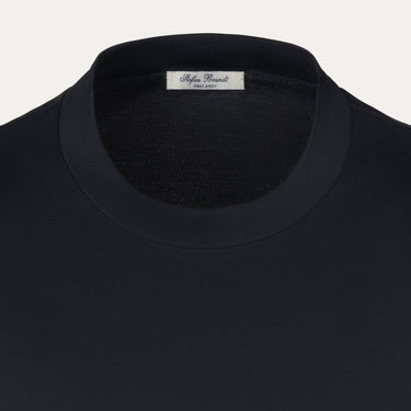 Cotton Crew-Neck T-Shirt in Navy Blue
