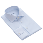 Striped Cotton Shirt in Light Blue and White