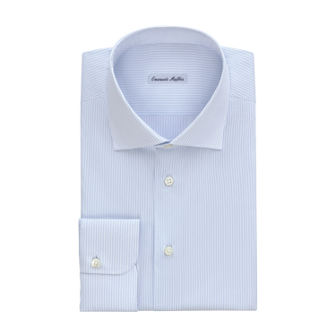 Striped Cotton Shirt in Light Blue and White