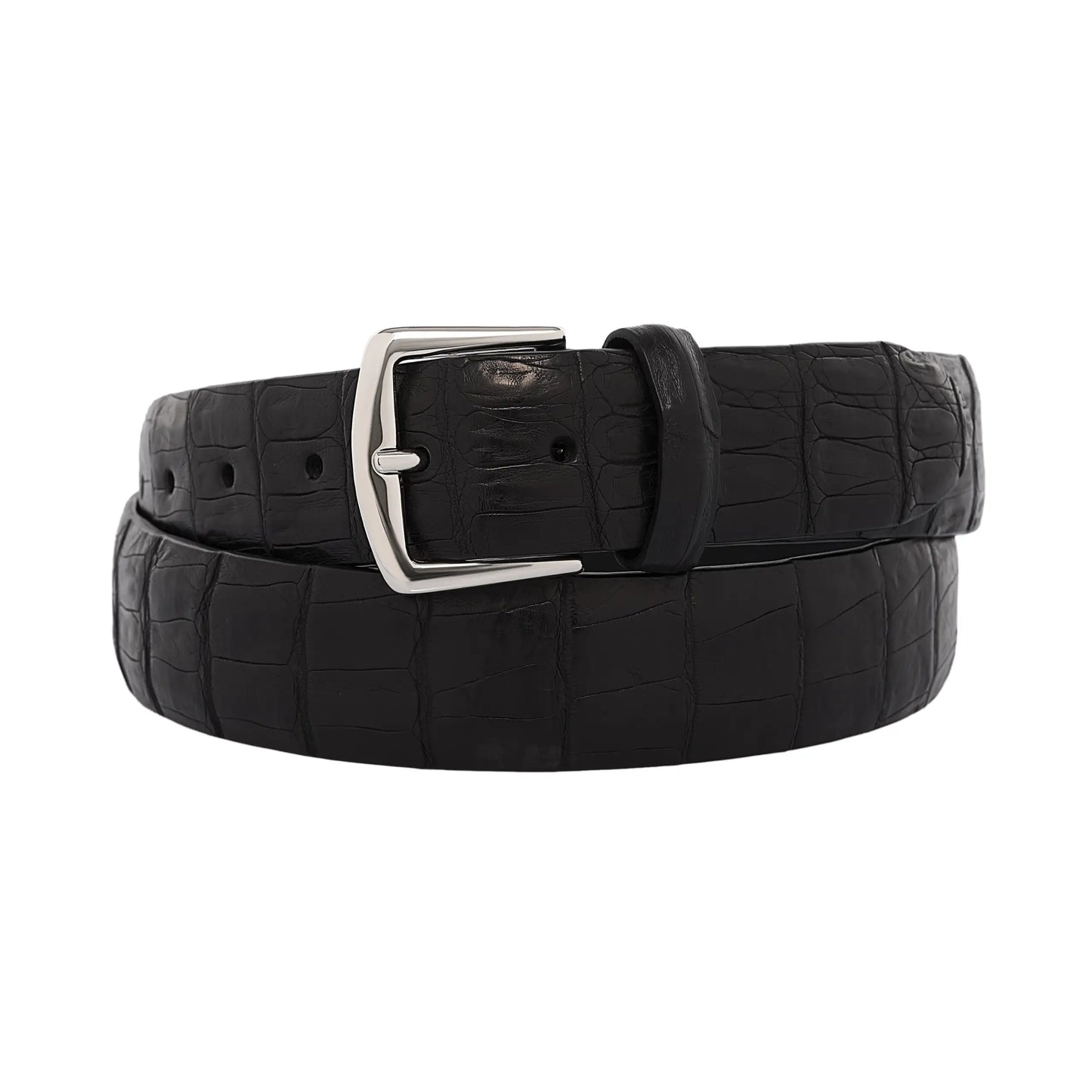 Caiman Leather Belt in Black