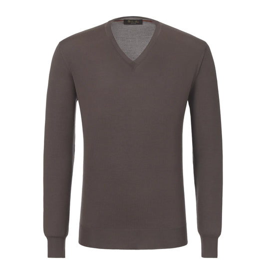 Cashmere V-Neck Sweater in Brown