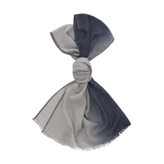 Schal aus Kaschmirmischung in Grau und Blau