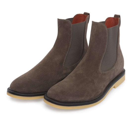 Loro Piana Beatle Walk Suede Chelsea Boots in Taupe - SARTALE