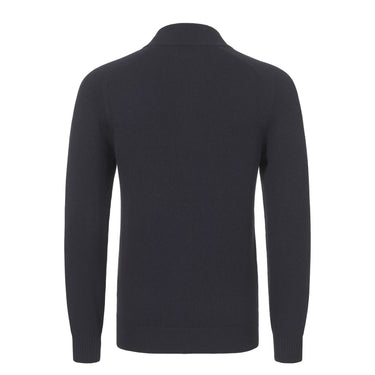 Cotton and Silk-Blend Zip-Up Sweater in Dark Blue