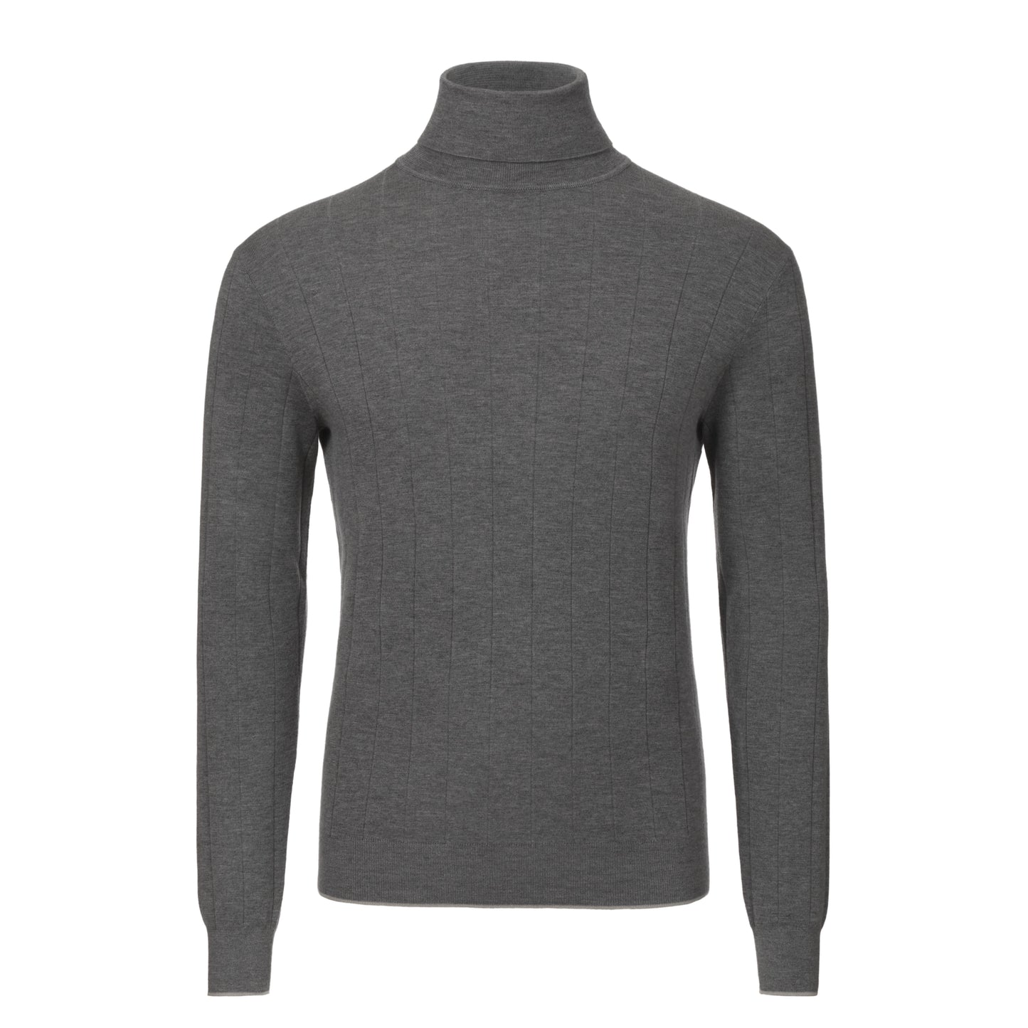 Turtleneck Ribbed Cashmere Sweater in Grey