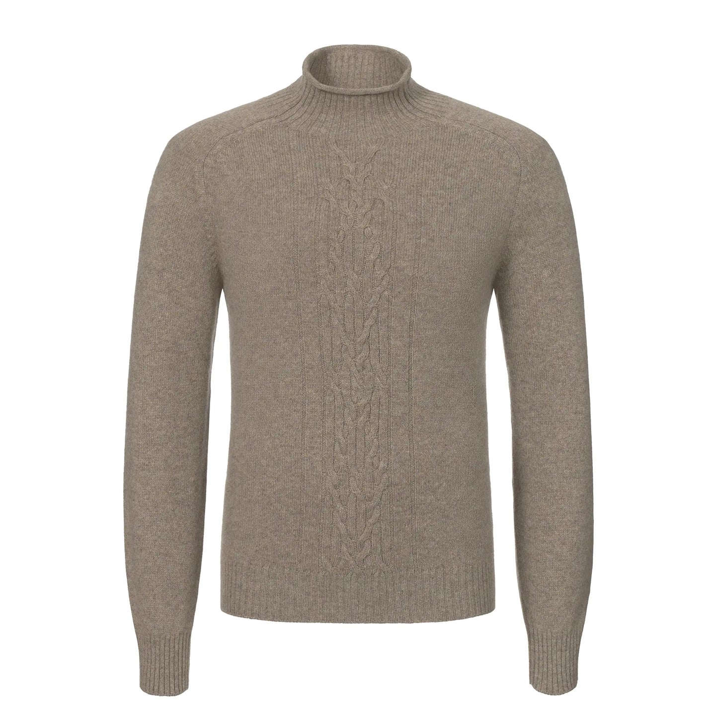 Turtleneck Cashmere Sweater in Light Brown