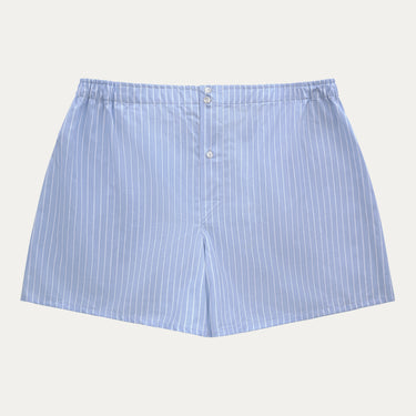 Striped Cotton Boxer Shorts in Light Blue