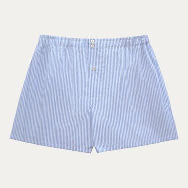 Striped Cotton Boxer Shorts in Light Blue