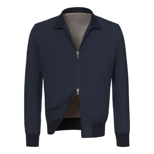 Stand-Up Collar Blouson in Navy Blue