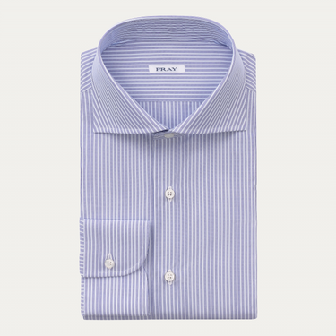 Fray Pinstriped Cotton Shirt in Blue and White - SARTALE