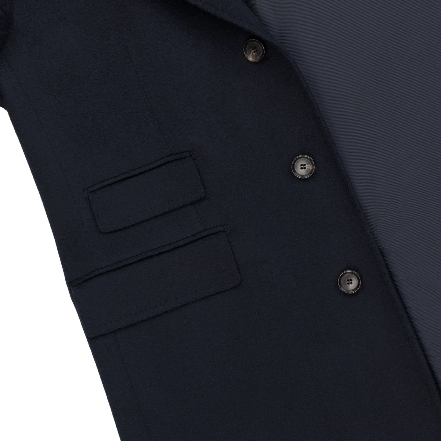 Single-Breasted Cashmere-Blend Coat in Navy Blue. Exclusively Made for Sartale