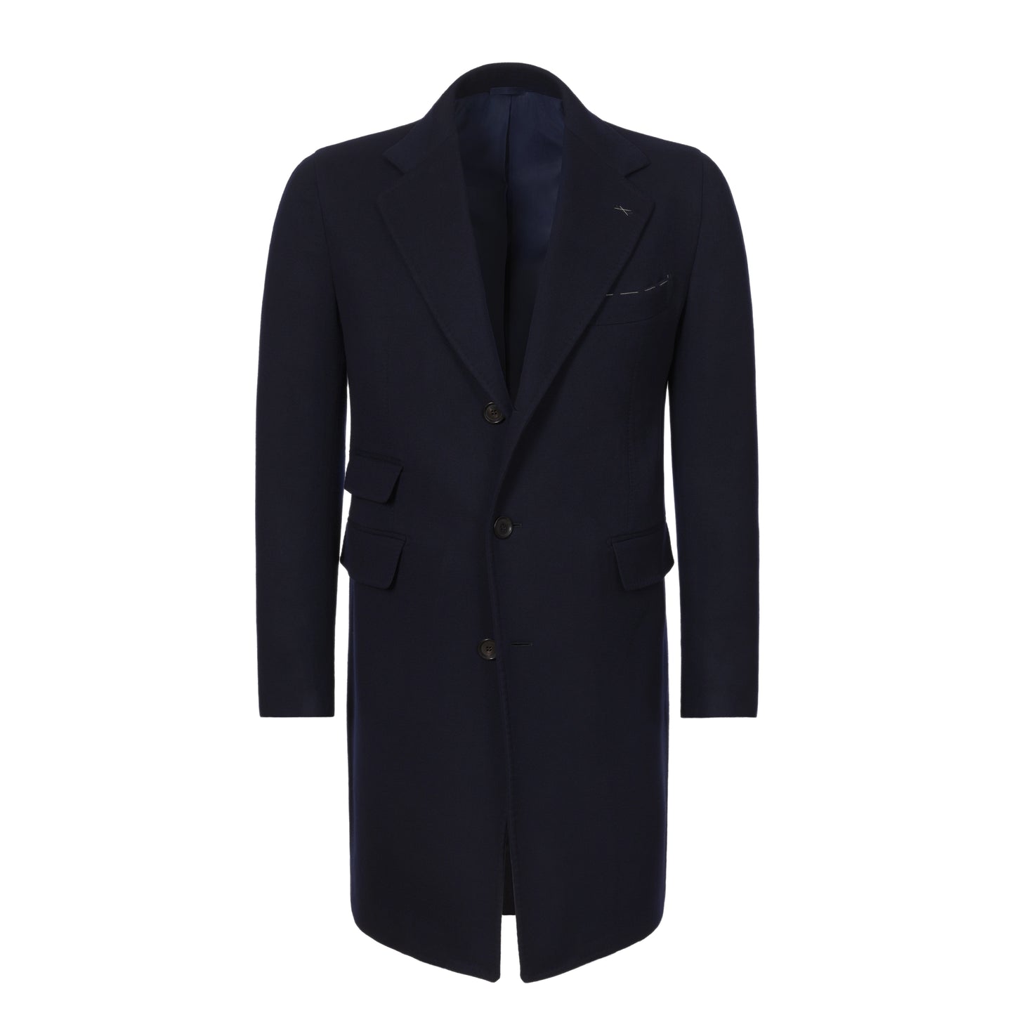 Single-Breasted Cashmere Coat in Navy Blue. Exclusively Made for Sartale