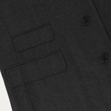 De Petrillo Single-Breasted Herringbone Wool Coat in Dark Grey. Exclusively Made for Sartale - SARTALE