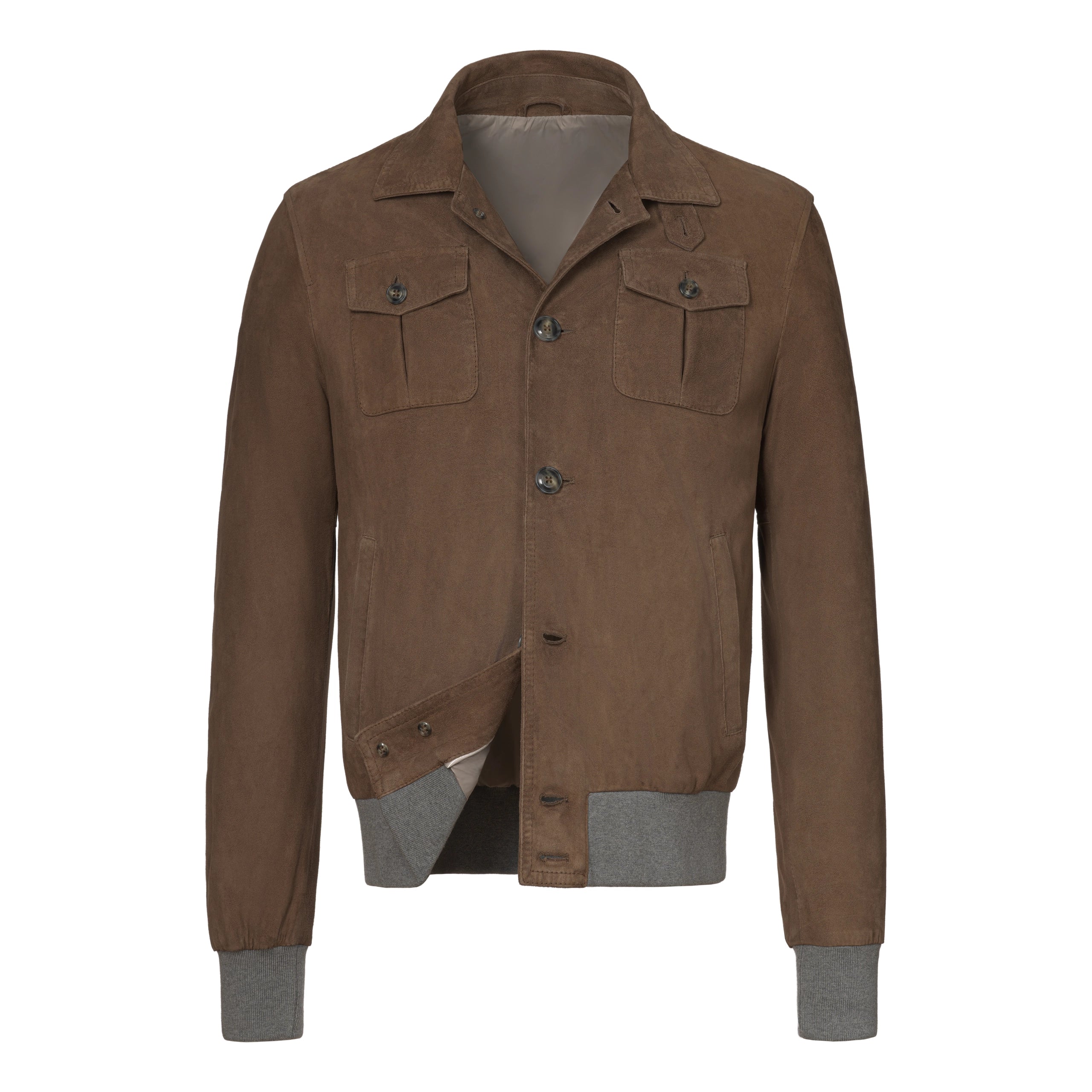 Suede Blouson in Dark Taupe