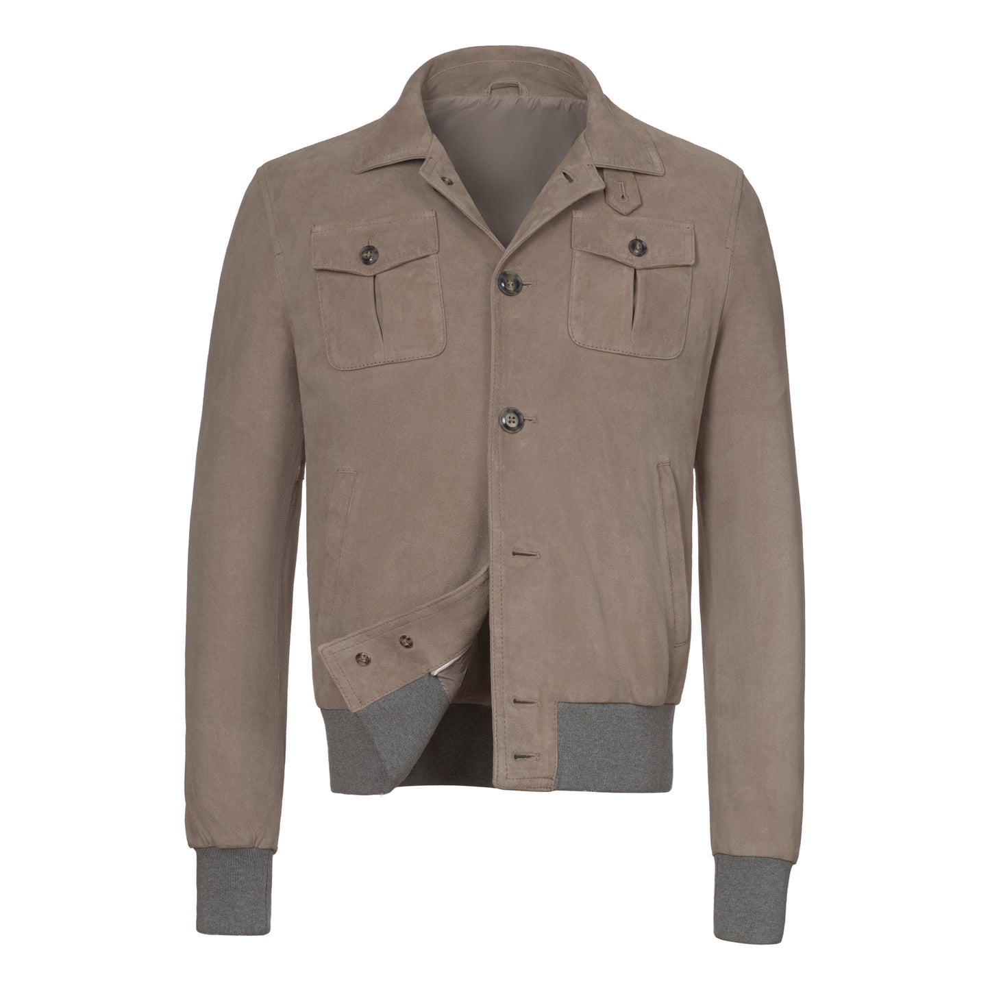 Suede Blouson in Taupe