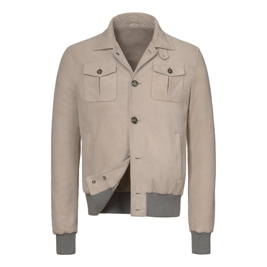 Suede Blouson in Light Taupe