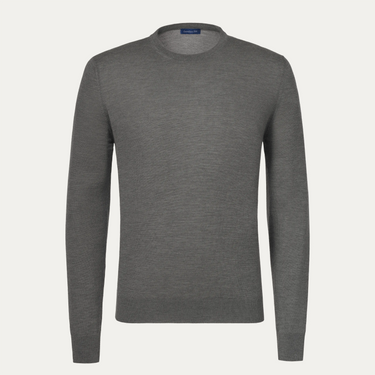 Crew Neck Cashmere Sweater in Charcoal Grey