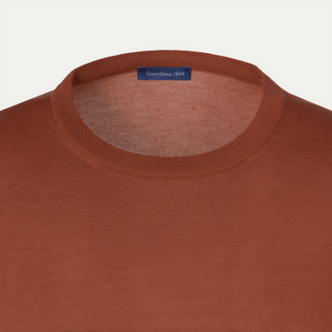 Crew Neck Cashmere Sweater in Burnt Orange