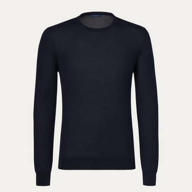 Crew Neck Cashmere Sweater in Navy