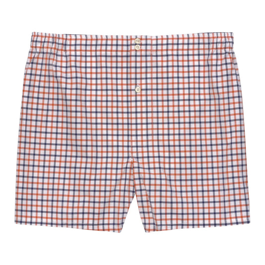 White Checked Boxer Shorts in Blue and Orange
