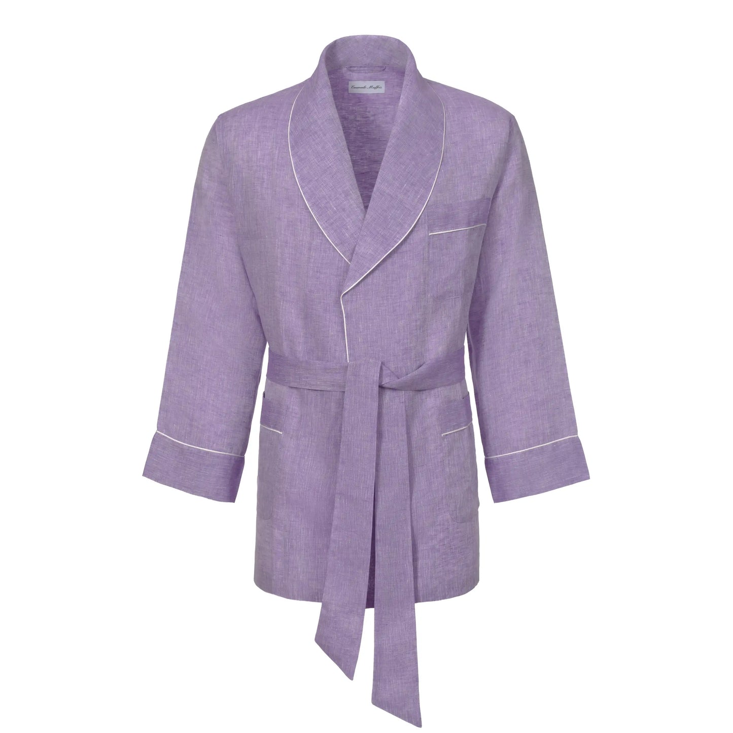 Belted Short Robe in Purple Melange