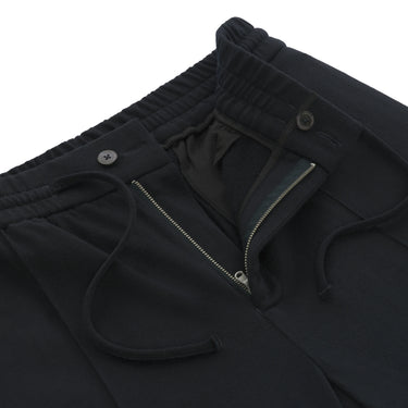 Wool Drawstring Sweatpants in Navy Blue