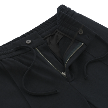 Wool Drawstring Sweatpants in Navy Blue