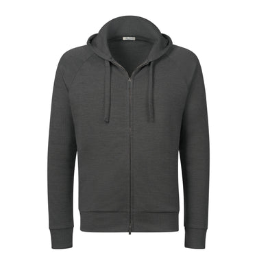 Wool Hooded Zip-Up in Graphite Grey
