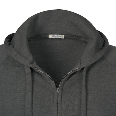 Wool Hooded Zip-Up in Graphite Grey
