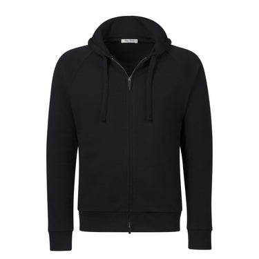Wool Hooded Zip-Up in Navy Blue