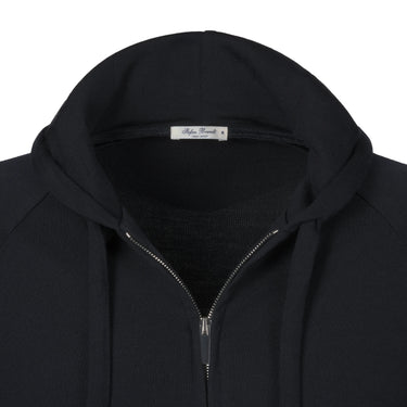 Wool Hooded Zip-Up in Navy Blue