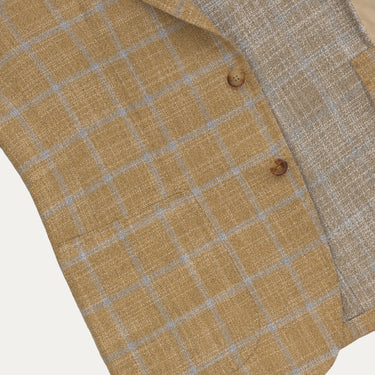 Wool Blend Checked Jacket in Ochre Yellow