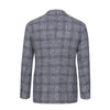 Linen-Wool Windowpane Jacket in Blue and Grey