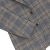 Linen-Wool Plaid Jacket in Blue and Brown