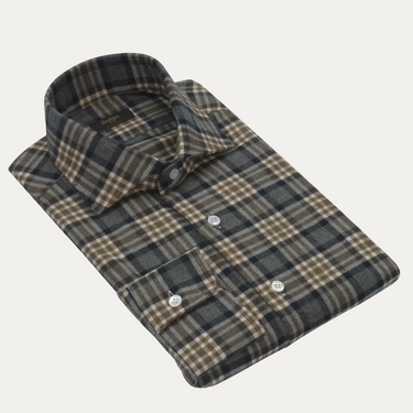 "Culto" Cotton Shirt in Khaki Multicolor