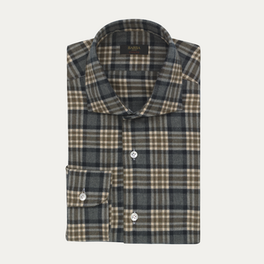 "Culto" Cotton Shirt in Khaki Multicolor