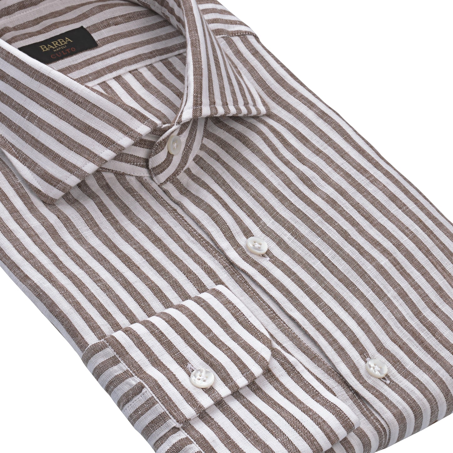 Striped Linen Shirt in Brown and White