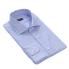 Striped Linen-Cotton Blend Shirt in Light Blue and White